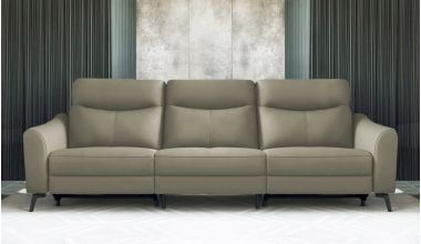 BRAVAS sofa 4 osobowa z elektryczną funkcją relaks, sofa z wysokim oparciem, skórzana sofa, kompaktowa sofa, sofa z wąskimi podłokietnikami, sofa z włoskiej skóry, sofa ze stylowymi nóżkami, sofa z kątowymi nóżkami, duża sofa