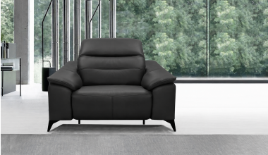 Fanelli Fotel z Funkcją relaks, fotel do salonu, szeroki fotel, wygodny fotel, skórzany fotel, kątowe nóżki