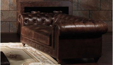 Chesterfield Sofa Skórzana, klasyczna sofa chesterfield, skórzany chesterfield, sofa z wypełnieniem z naturalnego pierza, chesterfield w postarzanej skórze tylko w Delux Deco