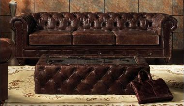 Chesterfield Sofa Skórzana, klasyczna sofa chesterfield, skórzany chesterfield, sofa z wypełnieniem z naturalnego pierza, chesterfield w postarzanej skórze tylko w Delux Deco