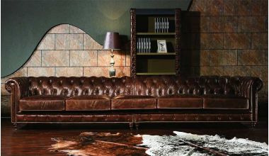 Chesterfield Sofa Skórzana, klasyczna sofa chesterfield, skórzany chesterfield, sofa z wypełnieniem z naturalnego pierza, chesterfield w postarzanej skórze tylko w Delux Deco