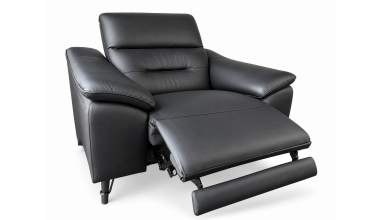 Fanelli Fotel z Funkcją Relaks Skóra Black A od ręki
