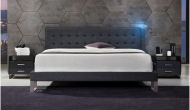 NORDEN tapicerowane łóżko, piękne tapicerowane łóżko z USB, tapicerowane łóżko z podświetleniem, łóżko tapicerowane na stalowych nóżkach, łóżko z lampkami