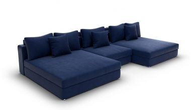 Munich Wielka Sofa Kinowa, sofa kinowa z szezlongiem, sofa kinowa ze zdejmowanymi pokrowcami, sofa kinowa XL, wygodna sofa kinowa, welurowa sofa kinowe, szenilowa sofa kinowa, sofa kinowa z szeroką otomaną, sofa kinowa Delux Deco