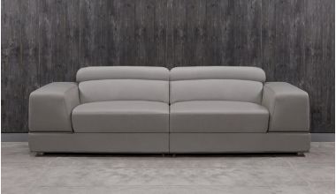 Domino piękna skórzana sofa 3 osobowa, skórzana sofa z regulowanymi zagłówkami, sofa z włoskiej skóry, sofa ze skóry grupy Mastrotto tylko w Delux Deco