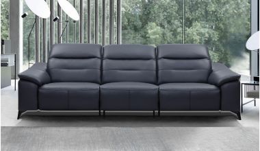 Fanelli sofa 4 osobowa z funkcją relaks,  sofa do salonu,  sofa z szerokimi podłokietnikami, sofa z kątowymi nóżkami, piękna szeroka sofa, skórzana sofa Fanelli, sofa skórzana włoska skóra