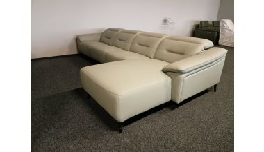 Duży szary skórzany narożnik relax