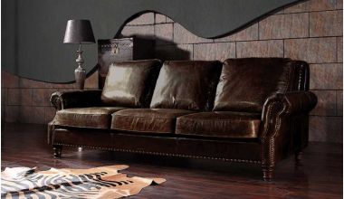 Marlebone piękna sofa 3 osobowa, sofa skórzana vinage, sofa skórzana wypełniona pierzem, sofa skórzana z naturalnym wypełnieniem tylko w Delux Deco