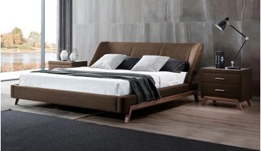 NORDEN tapicerowane łóżko, piękne tapicerowane łóżko z pojemnikiem, tapicerowane łóżko uszak, łóżko tapicerowane na drewnianej podstawie