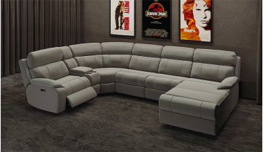 Novell Narożnik Modułowy U z funkcją relaks, jakość mechanizmów relaks Leggett&Platt, fotele z pufiastymi poduszkami, wyjątkowo wygodna sofa relaks, sofa z szerokimi siedziskami, sofa w skórze licowej premium, sofa z USB i konsolą