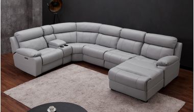 Novell Narożnik Modułowy U z funkcją relaks, jakość mechanizmów relaks Leggett&Platt, fotele z pufiastymi poduszkami, wyjątkowo wygodna sofa relaks, sofa z szerokimi siedziskami, sofa w skórze licowej premium, sofa z USB i konsolą