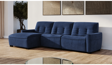 ROSETTA NAROŻNIK Z 2 x FUNKCJĄ RELAKS ZAMSZOWY INDIGO BLUE