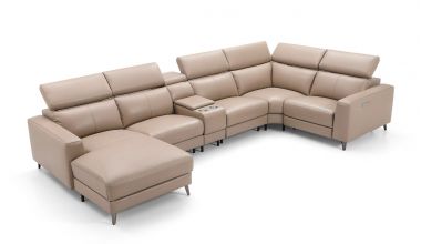 Palazzo sofa kinowa z podwójną funkcją relaks, narożnik z podwójnymi silnikiem, narożnik z otwieranym zagłówkiem i podnóżkiem, narożnik prawy i lewy, narożnik z włoskiej skóry, narożnik z kątowymi nóżkami, narożnik z czarnymi nóżkami, piękny wygody narożn