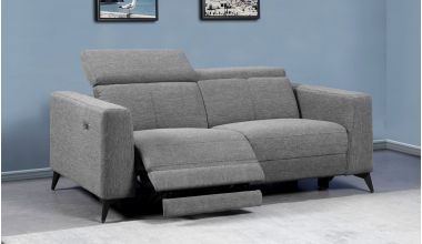 Palazzo Sofa z podwójną funkcją relaks, sofa z podwójnymi silnikiem, sofa z otwieranym zagłówkiem i podnóżkiem, sofa 3 osobowa, sofa z pięknej tkaniny, sofa z kątowymi nóżkami, sofa z czarnymi nóżkami, piękna wygodna sofa