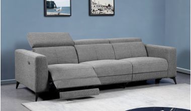 Palazzo Sofa z podwójną funkcją relaks, sofa z podwójnymi silnikiem, sofa z otwieranym zagłówkiem i podnóżkiem, sofa 4 osobowa, sofa z pięknej tkaniny, sofa z kątowymi nóżkami, sofa z czarnymi nóżkami, piękna wygodna sofa