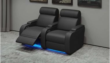 Paramount Plus Domowy Fotel Kinowy z Funkcją Relaks, kinowy fotel skórzany, fotel relax, fotel relaks, fotel z otwieranym podnóżkiem, fotel z elektryczna funkcją relaks, fotel z uchwytami na kubki  fotel z USB, dwa skórzane fotele kinowe relaks