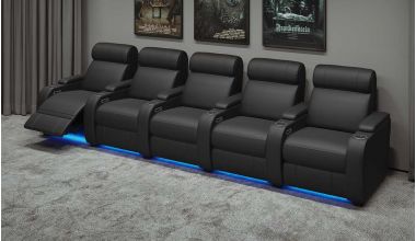 Paramount Plus Domowy Fotel Kinowy z Funkcją Relaks, kinowy fotel skórzany, fotel relax, fotel relaks, fotel z otwieranym podnóżkiem, fotel z elektryczna funkcją relaks, fotel z uchwytami na kubki  fotel z USB, dwa skórzane fotele kinowe relaks