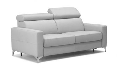 Renzo Włoska Sofa Skórzana z Funkcją spania, sofa z pełnowymiarowym materacem , sofa rozkładana, piękna skóra licowa, włoska sofa z regulowanymi zagłówkami tylko w Delux Deco