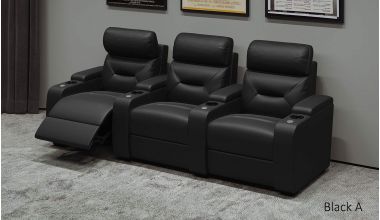 Universal Ultimate Fotele Kinowe 3 Siedziska - Podwójny Silnik skóra Jet Black A