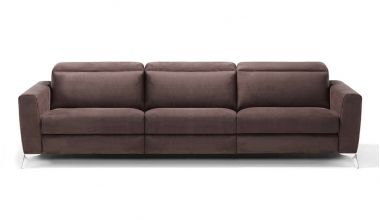 Verona Włoski Sofa 4 Osobowa, piękna włoska sofa z regulowanym zagłówkiem, włoska sofa z szerokim i głębokim siedziskiem tylko w Delux Deco, sofa we włoskiej skórze bydlęcej, sofa w welwecie, sofa w welurze, włoska sofa w zamszu