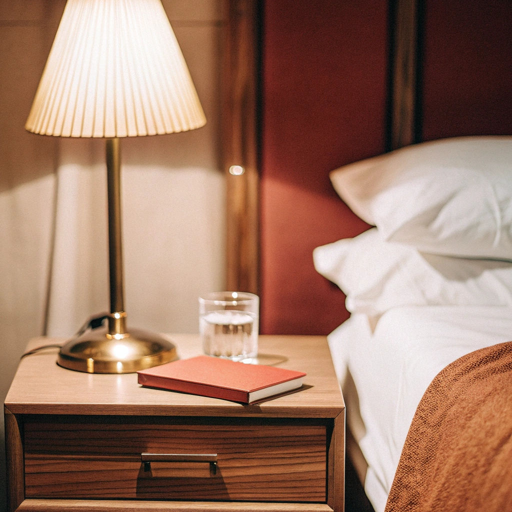 szafka nocna obok łóżka