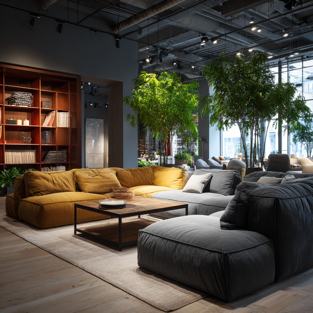 sofy w salonie meblowym